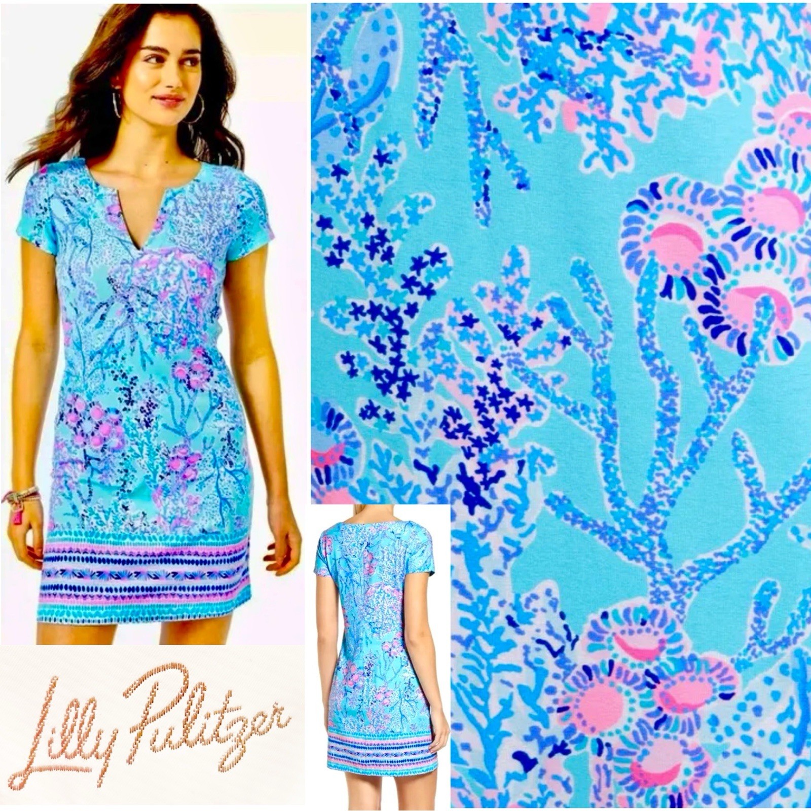 NWT Lilly Pulitzer Sophiletta Dress LRG in Blue Ibiza Now You Sea Me Engineered