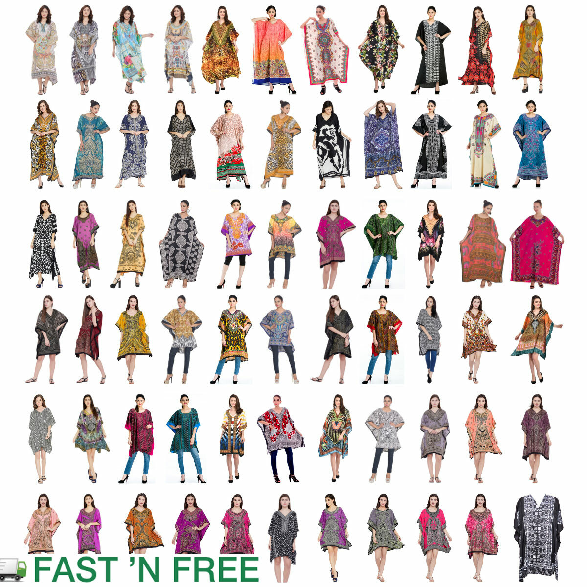 Women Plus Size Loose Kaftan Tunic Dress Hippy Kimono Sleeve Caftan Tunic Tops