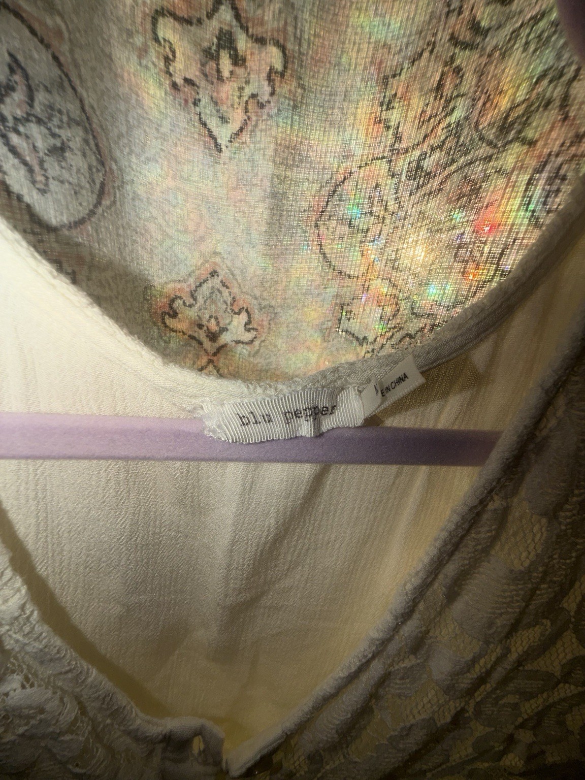 Blue Pepper Lace Babydoll Tunic Bluse M Ivory Romantic Fairy Gauze Peasant Dream
