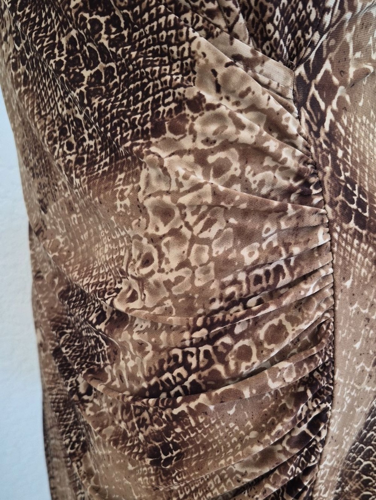 Lauren Ralph Lauren Wrap Top, Side Gathered, Snake Print, Stretch Dress Sz Large