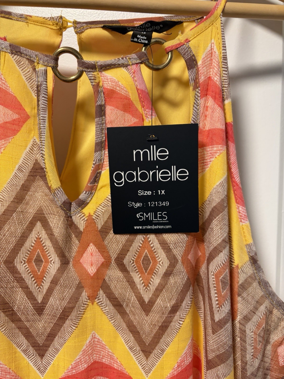 New 60’s Mod Hippie Tiered Maxi Dress XL Festival Boho Mlle Gabrielle Geometric