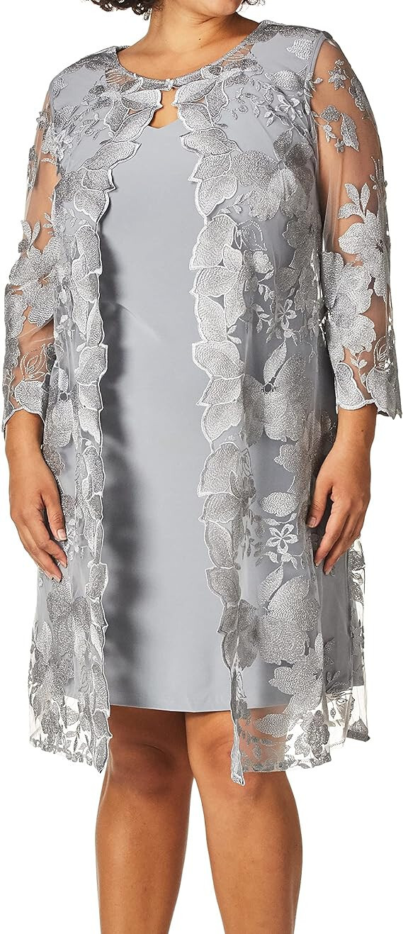 Alex Evenings Women’s Midi Scoop Neck Shift Dress with Jacket (1 piece), size 14