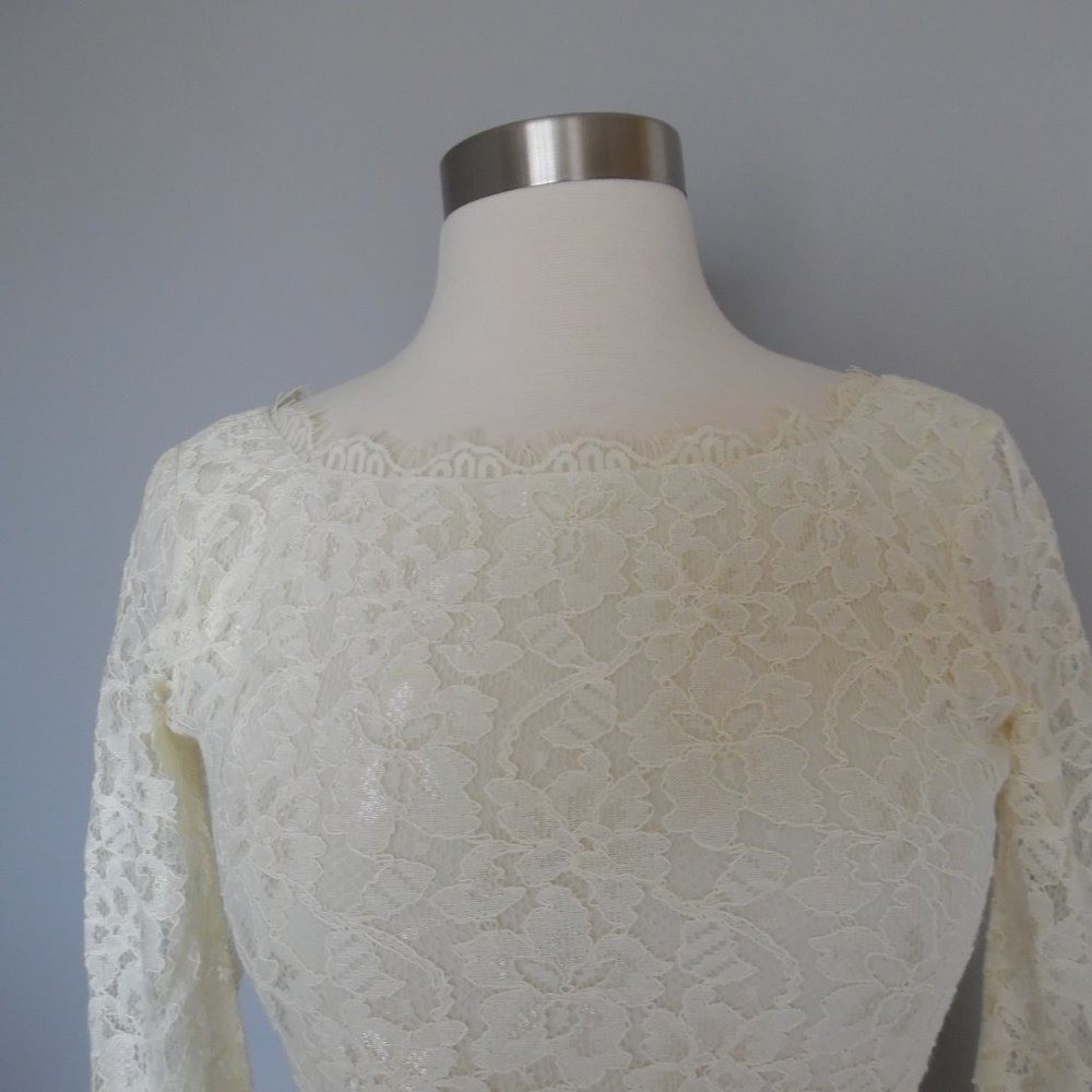 Diane Von Furstenberg Ivory Zarita Lace Mini Cocktail Shift Dress Size 0