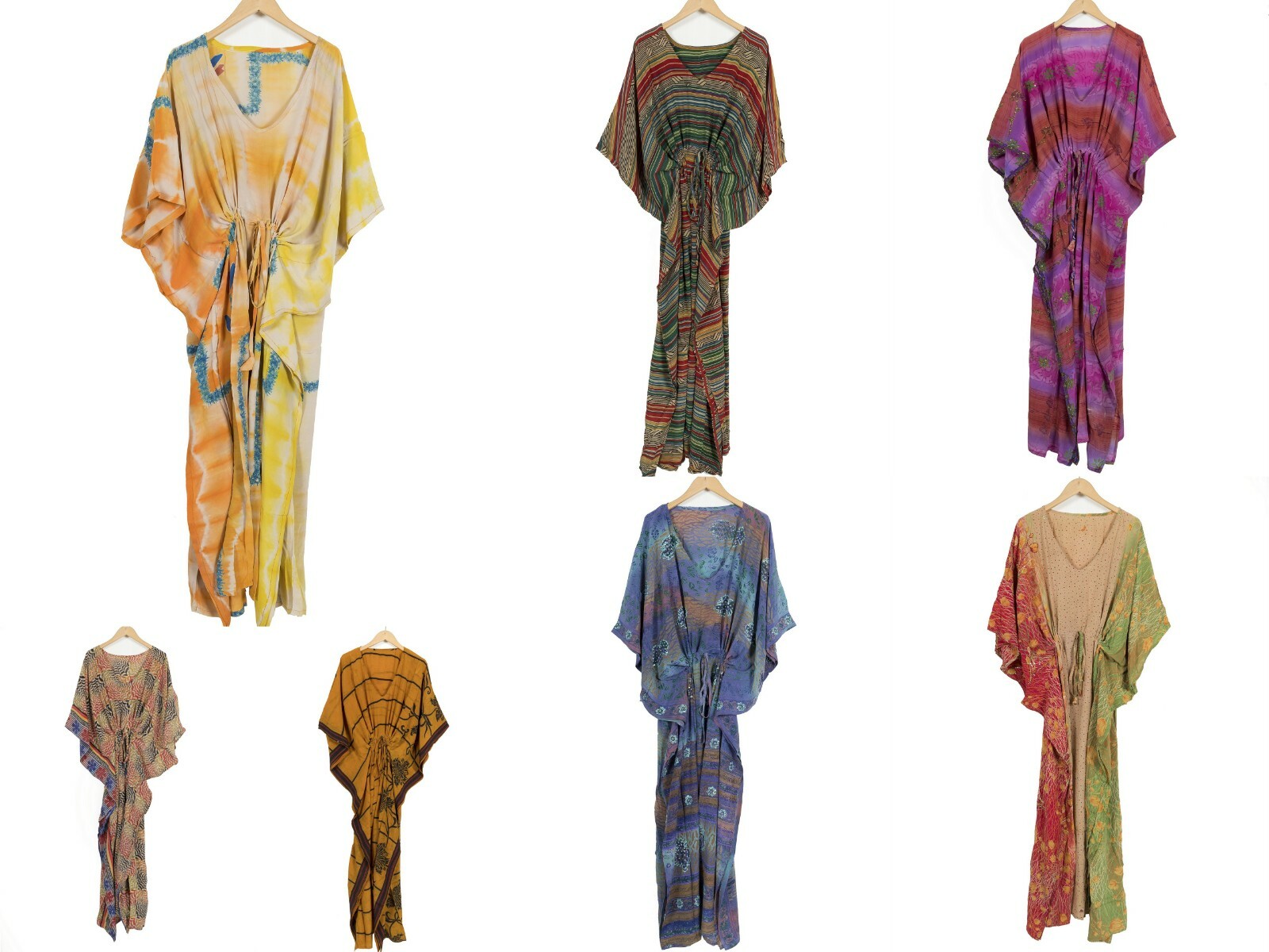 10 PCs Lot Vintage Silk Saree Kaftan Kimono Women’s Holiday Silk Caftan Dress