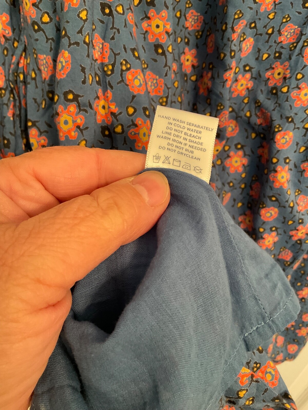 Roller Rabbit Dress Sz S Blue Floral Relaxed Peasant Cottage Boho Pockets Shift