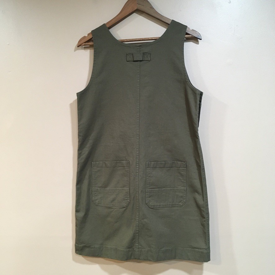 Duluth Trading Flex Fire Hose Apron Dress Womens XS Green Utility Garden Overall
