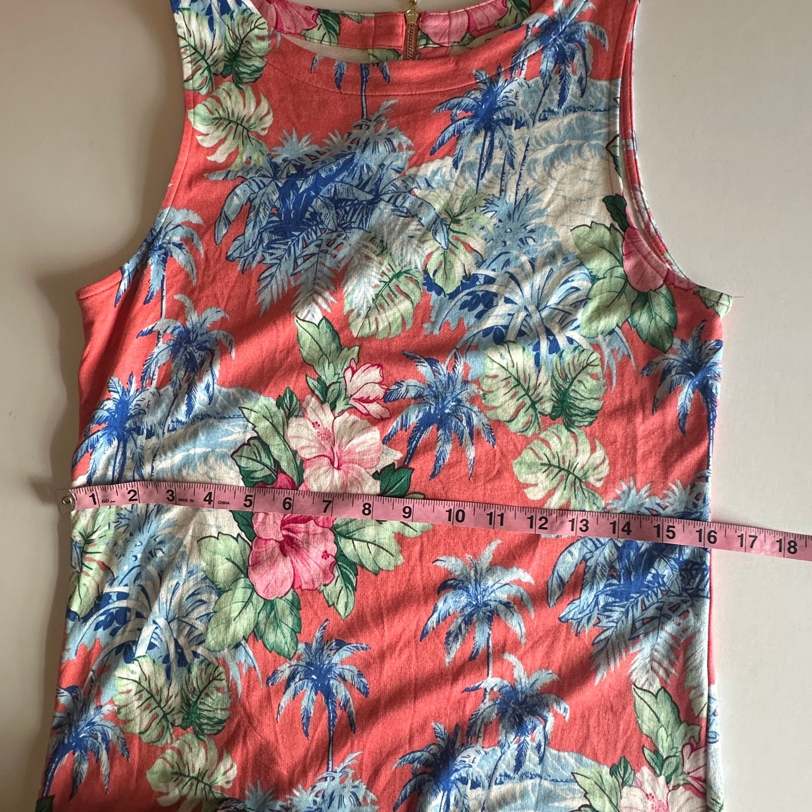 Tommy Bahama Tropical Floral Dress Womens Medium Coral Blue Resortwear Vacation