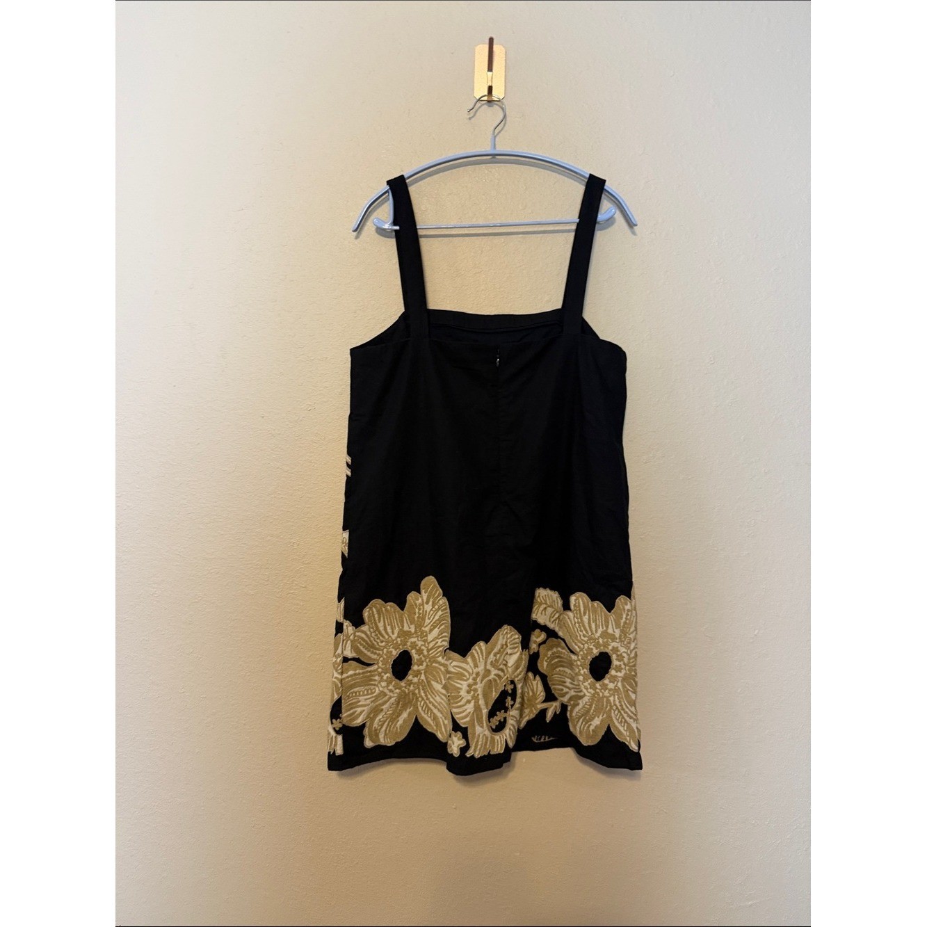 Banana Republic Embroidered Mini Shift Dress Black Tan Size Medium Petite NWT