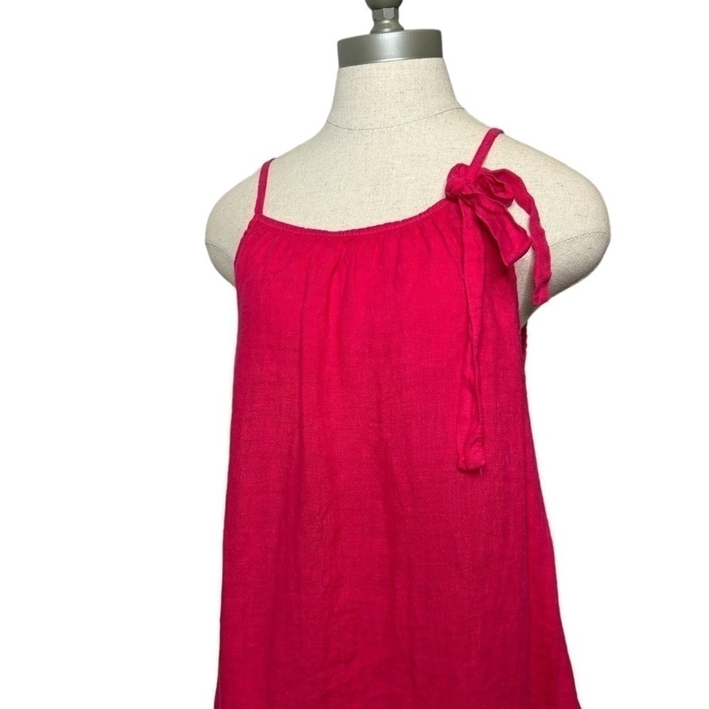 Lungo L’arno Women’s Pink Linen Dress Made In Italy Summer Beach Casual Small