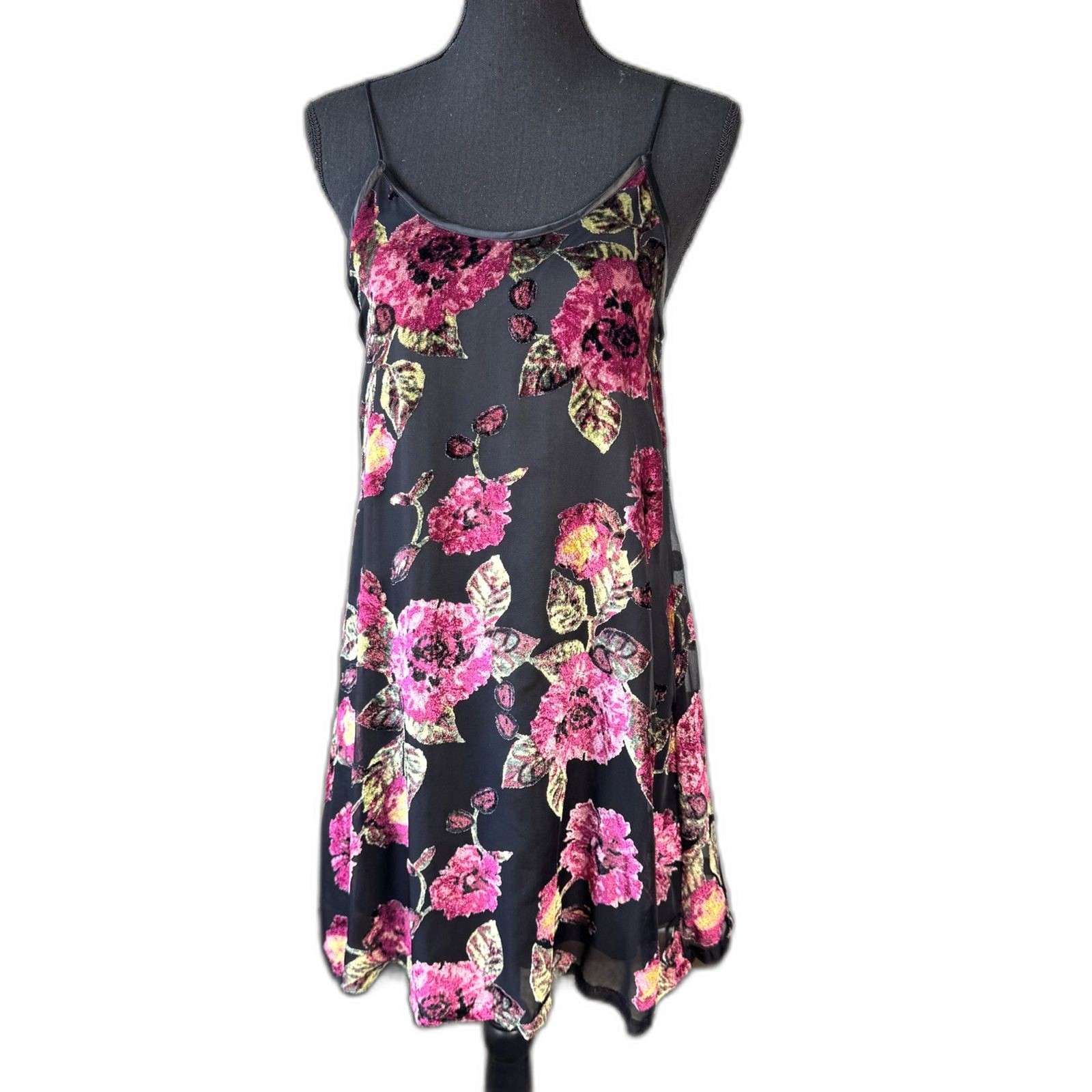 Size XS mi ami floral burnout velvet slip dress whimsigoth 10611