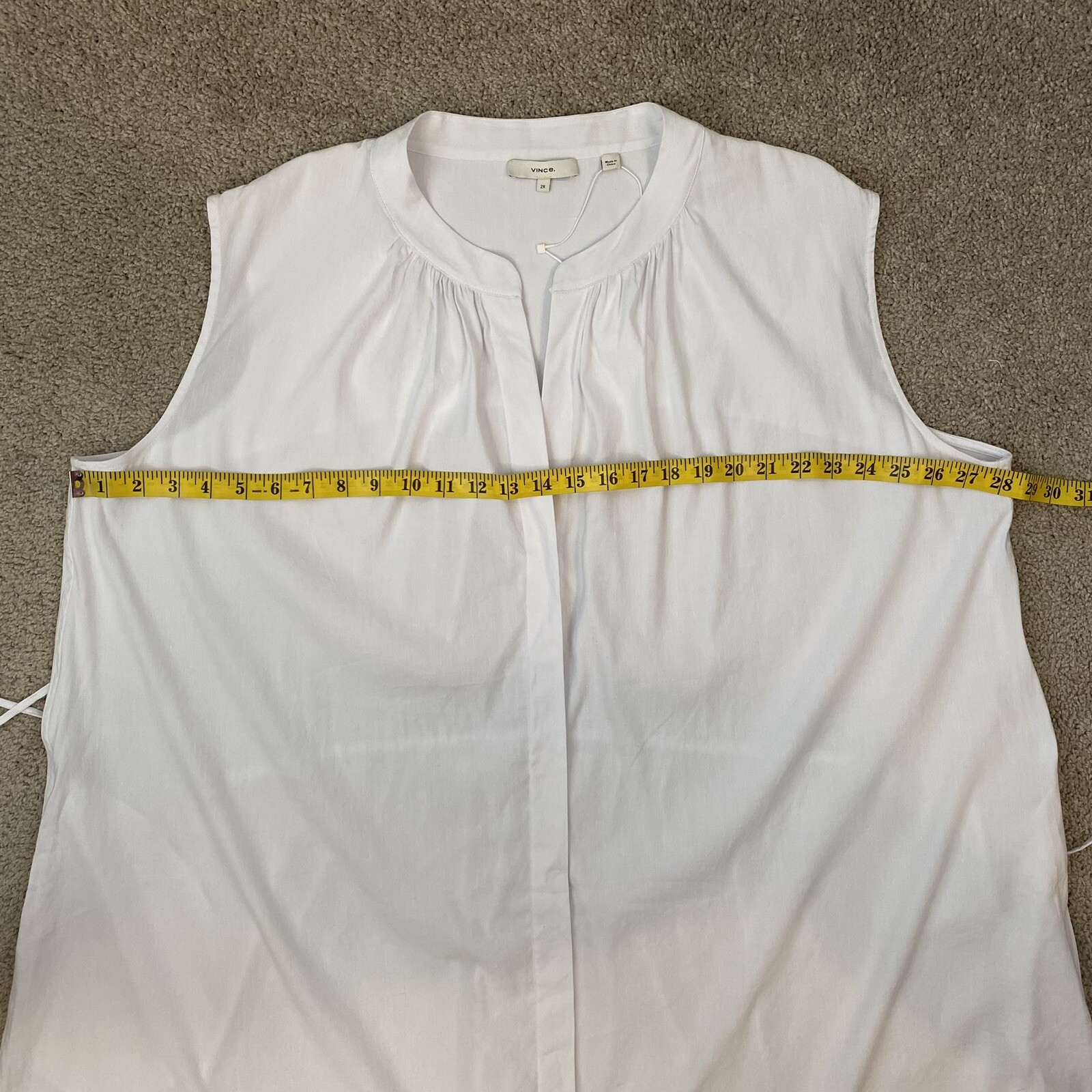 Vince Linen Blend Tie Waist Shirt Dress Optic White 2X