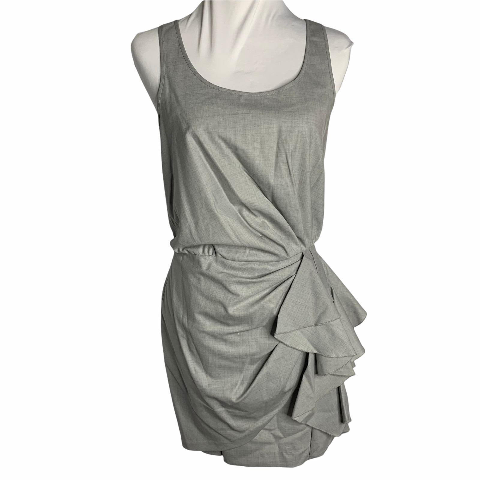 Vintage Y2K Cynthia Steffe Sleeveless Mini Dress Womens 4 Gray Wool Draped