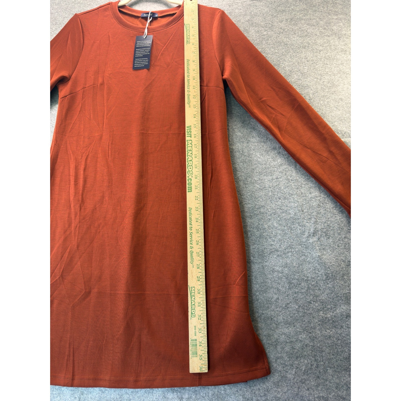 Sampeel Shift Dress Womens Medium Rust Orange Long Sleeve Crew Neck Side Slit