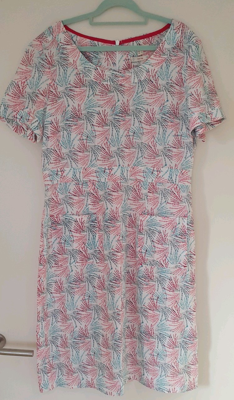 White Stuff Linen Shift Dress Size 12 Short Sleeve With Pockets