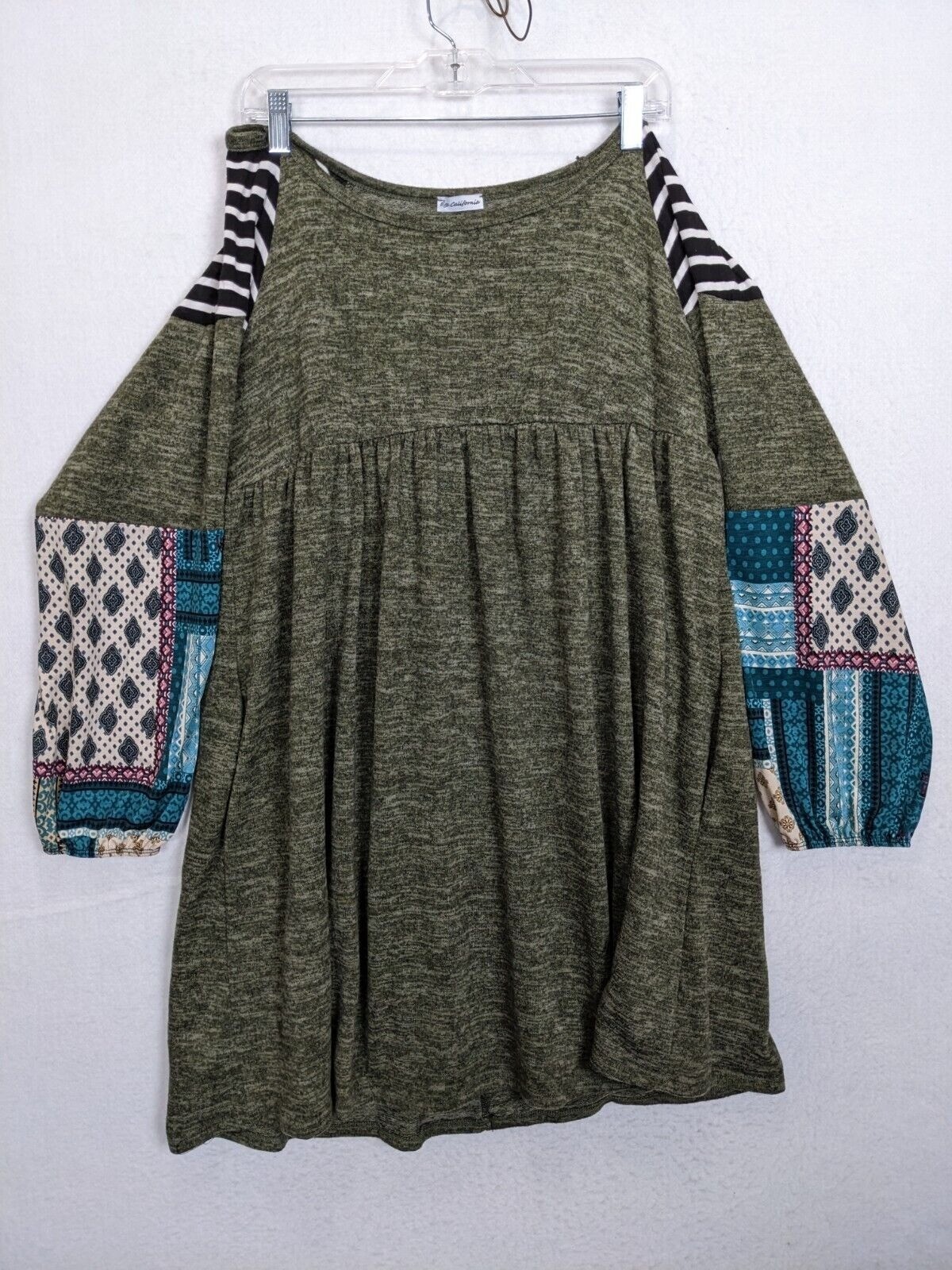 Egy California Womens Dress Size 1XL Long Sleeve Pullover Polyester Blend Green