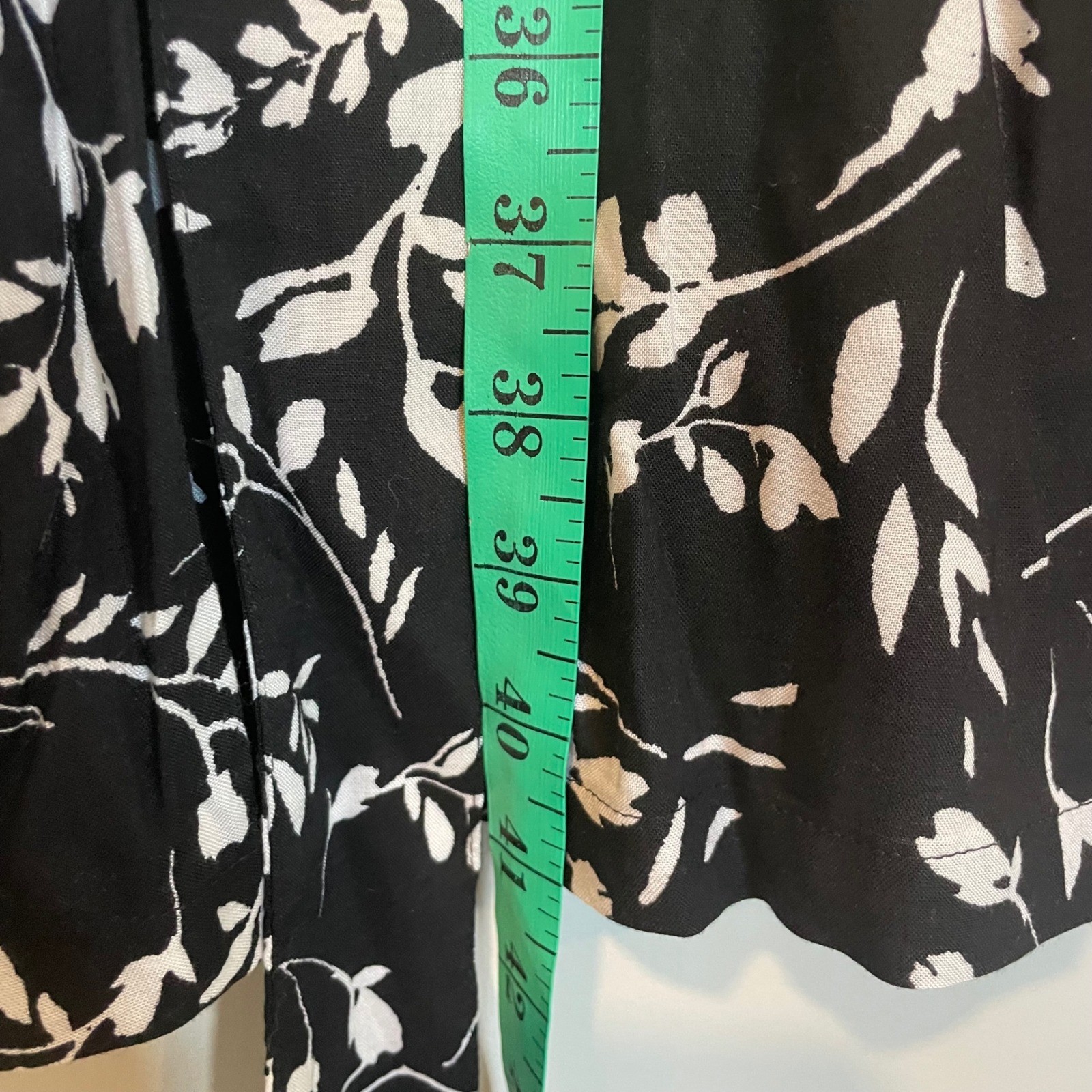 Croft & Barrow Womens Black White Floral Button Midi Dress Pockets S Belted
