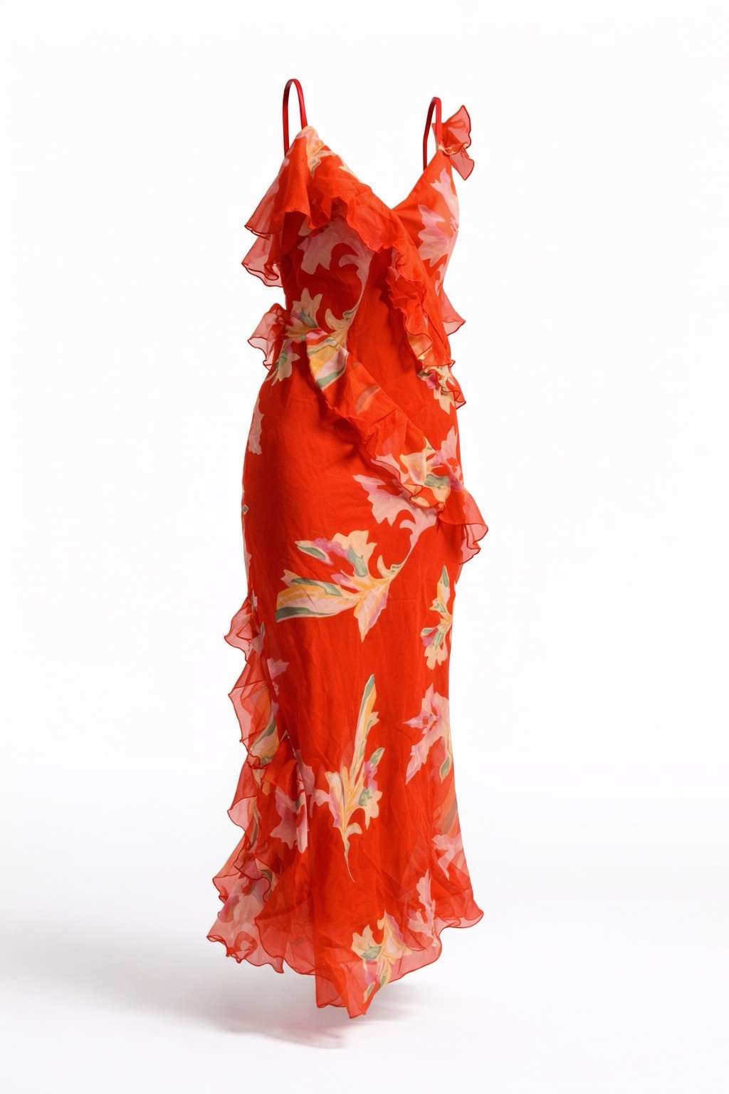 Future Collective x Jenét Anylor Red Floral Ruffle Maxi Dress L – NWT