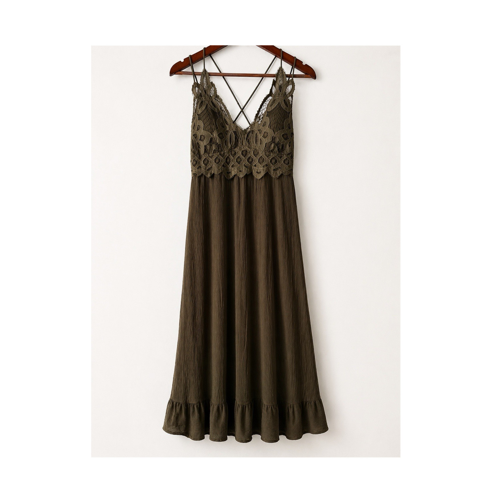 J for Justify Olive Green Lacy Maxi Dress Medium Whimsigoth Grunge Earthy Boho