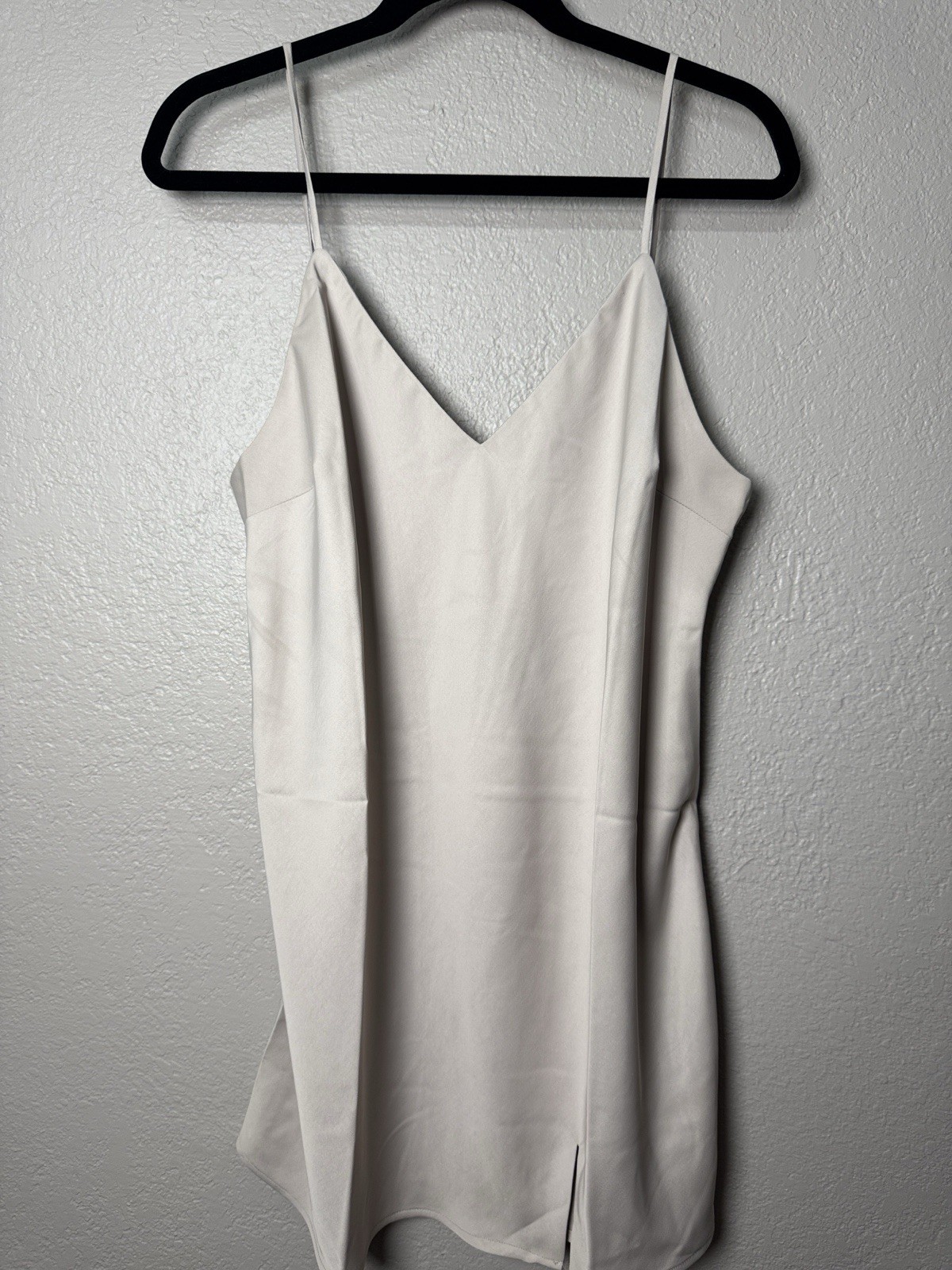 A New Day Cream Satin Slip Dress V-Neck Adjustable Straps Mini Size L
