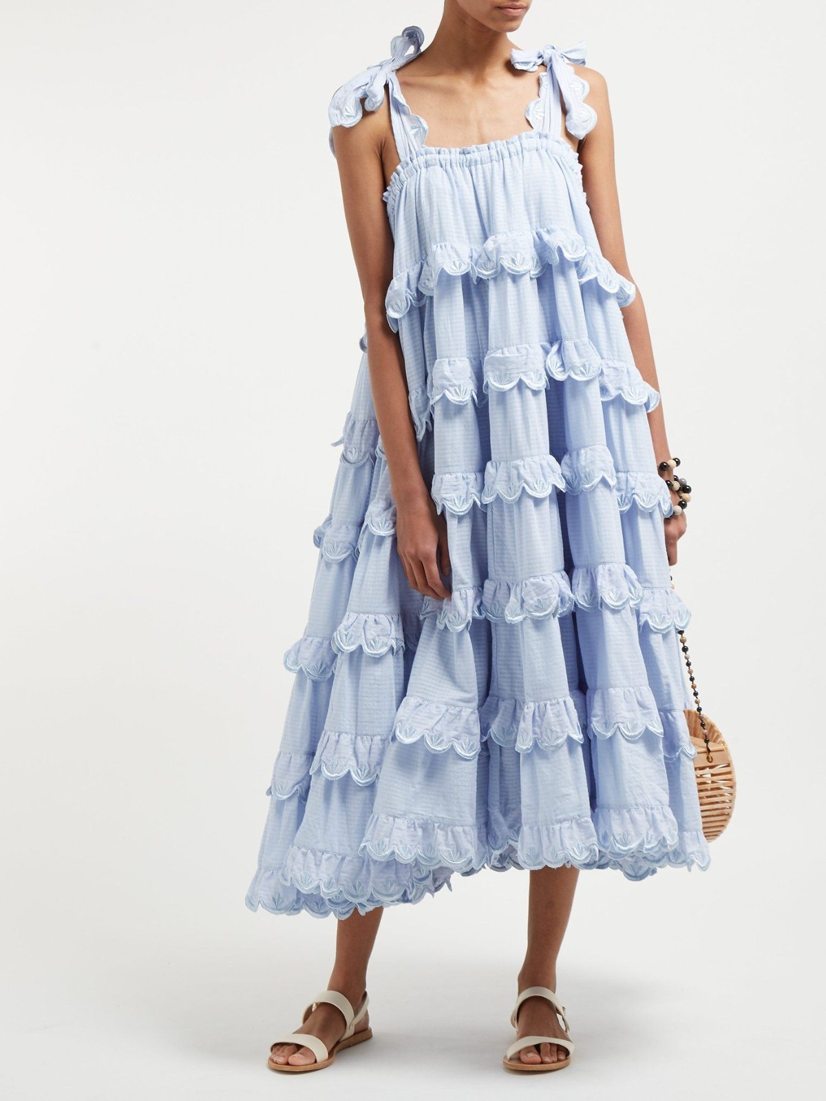 Innika Choo ~ Iva Biigdres Scallop Maxi Gown Dress Butter Creme 3 ~ 14 16 18 20