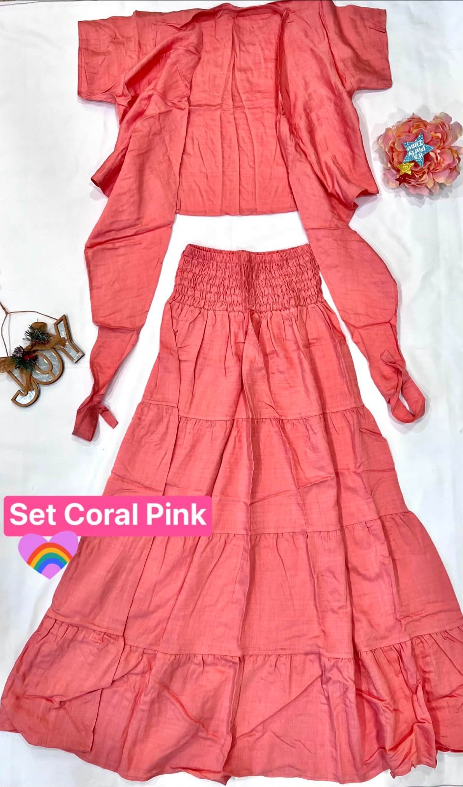 Women’s 2-Piece Wrap Top & Tiered Maxi Skirt Set