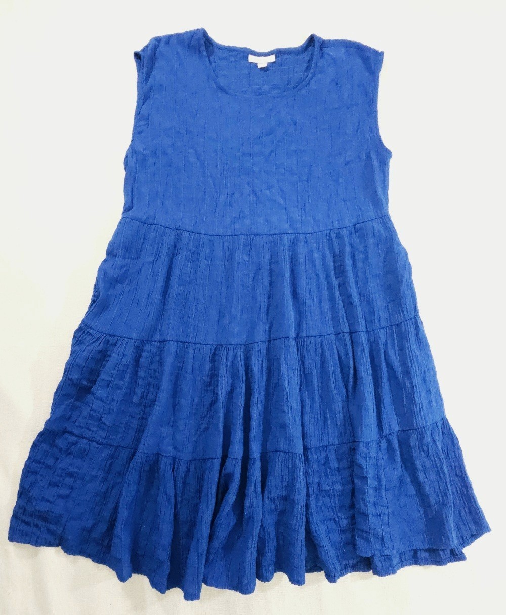Knox Rose Cobalt Blue Mini Tiered Tunic Dress Cap Sleeve Pockets-Wmn SZL
