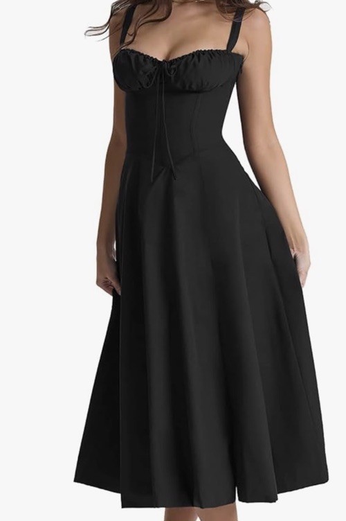 Black Whimsigoth Bustier Lace up Back Sleeveless Maxi Dress Medium Corset Event