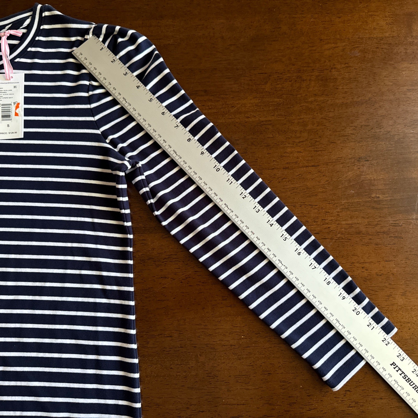 NWT Vineyard Vines Puff Sleeve Dress “Bay Stripe Navy” Size S,