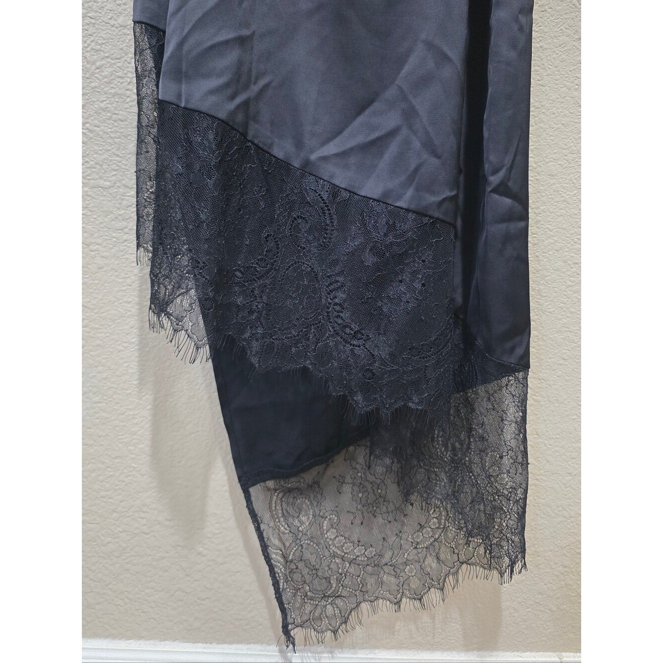 Abercrombie & Fitch Black Slip Dress with Lace Hem Size Small NWT
