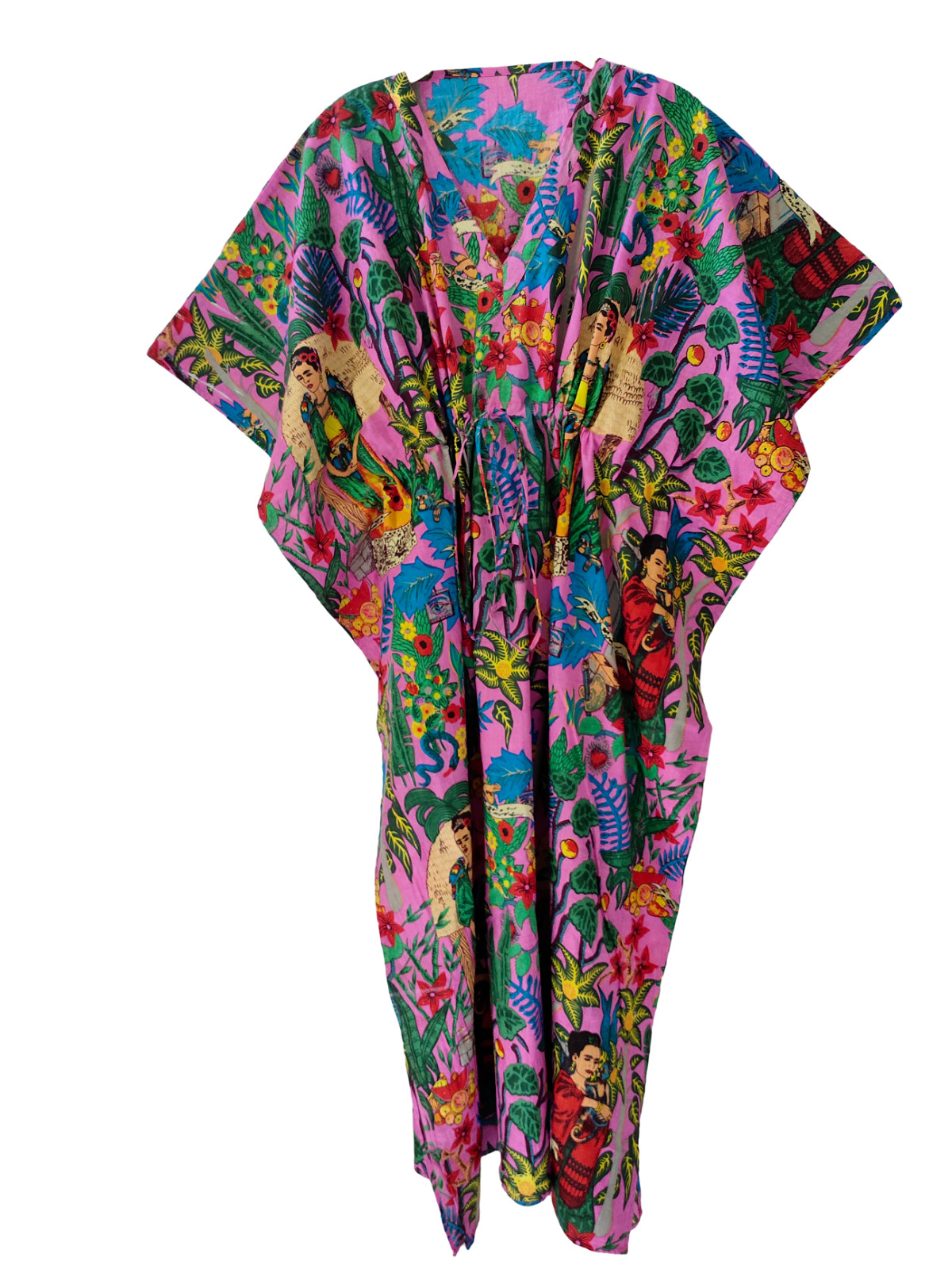 Indian Vintage 100% Cotton Long Beach Maxi Kaftan Dress One Size Caftan Kimono