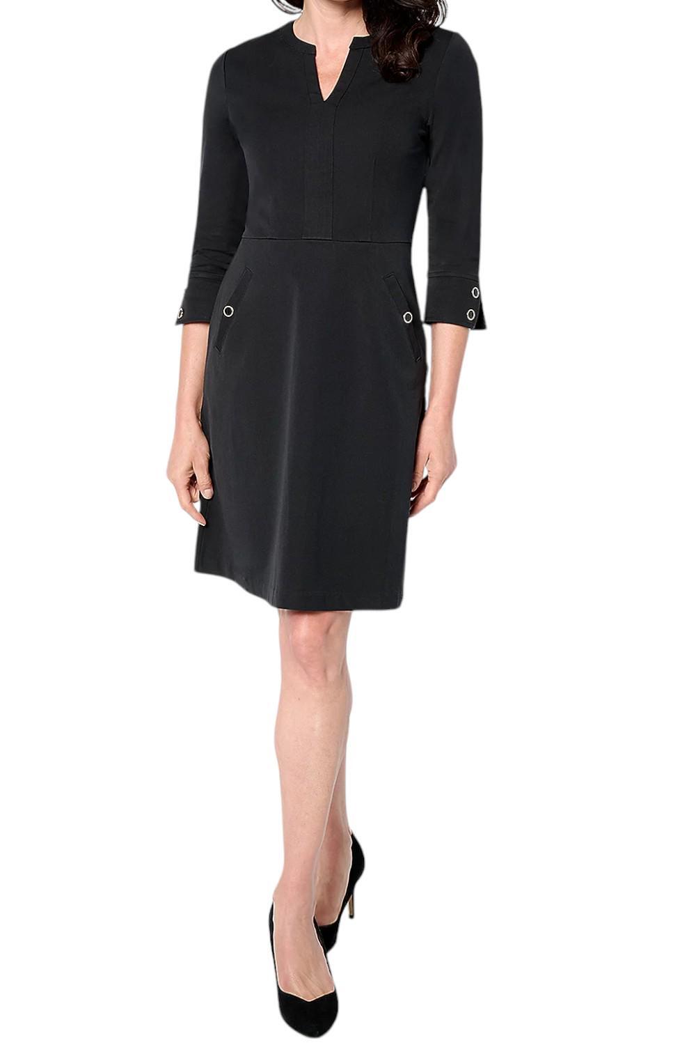 Isaac Mizrahi Live! Women’s 24/7 Stretch Lady Dress with Pockets Blk