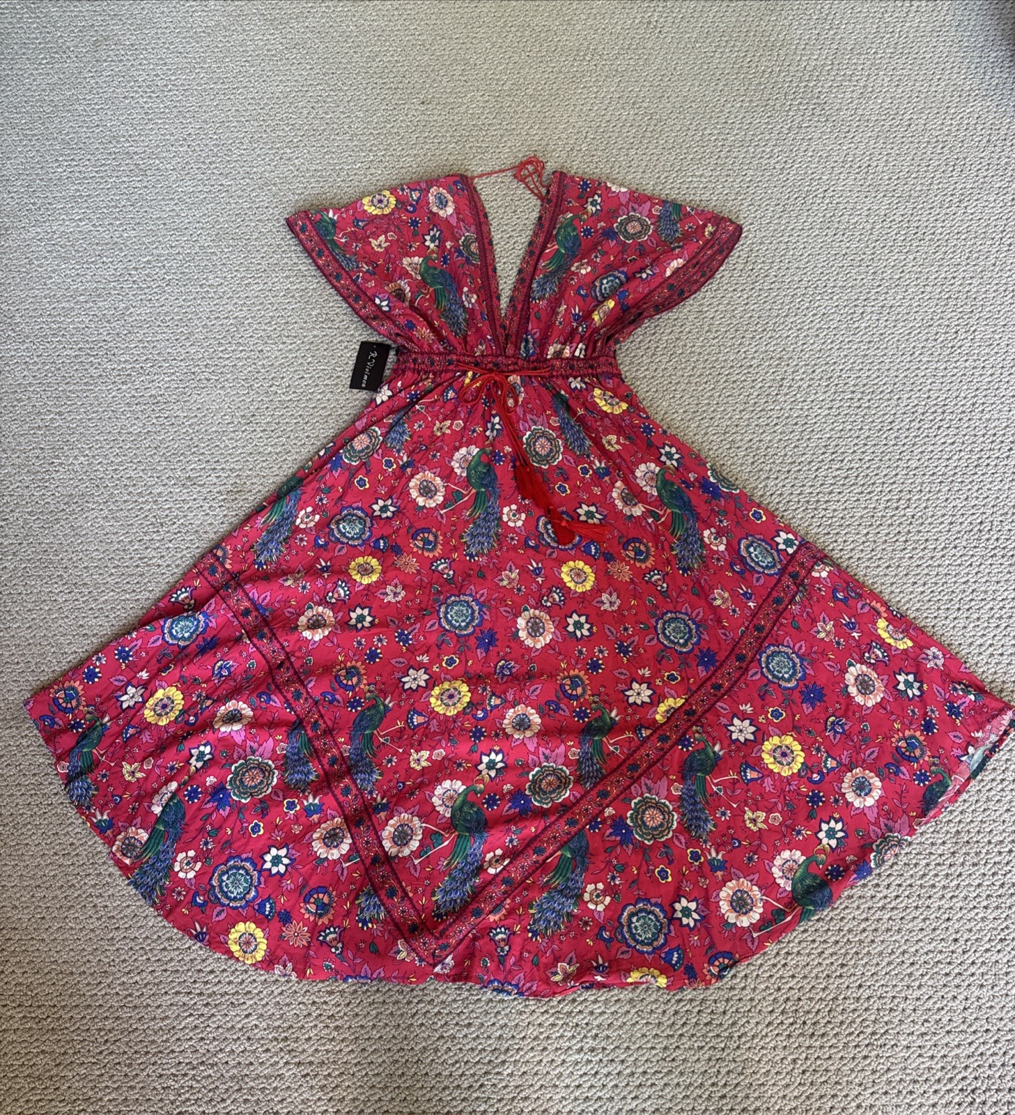 R. Vivimos Boho Red Floral Dress Sz. Medium
