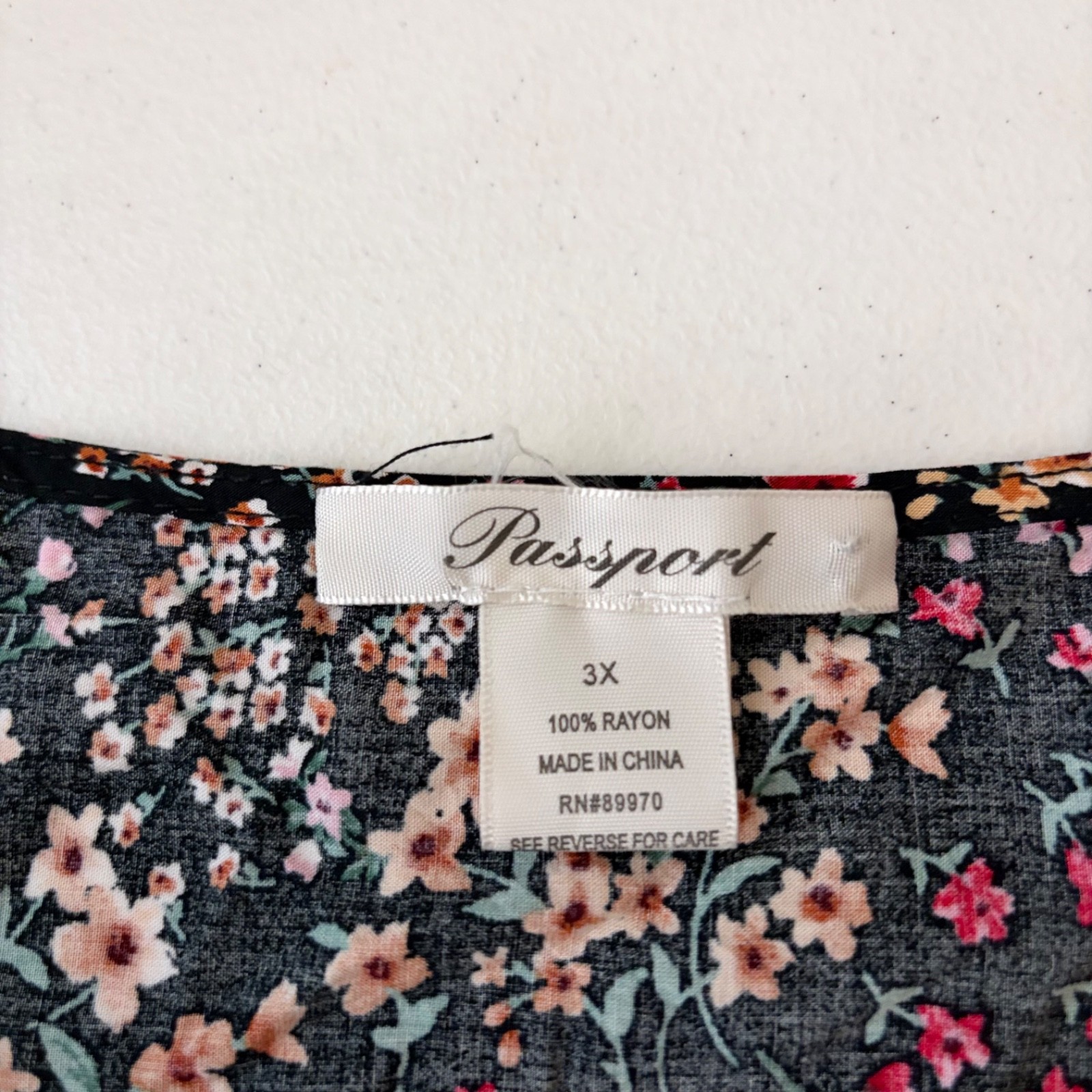Passport Dress Women’s 3X Black Floral Round Neck Short Sleeve Casual Boho