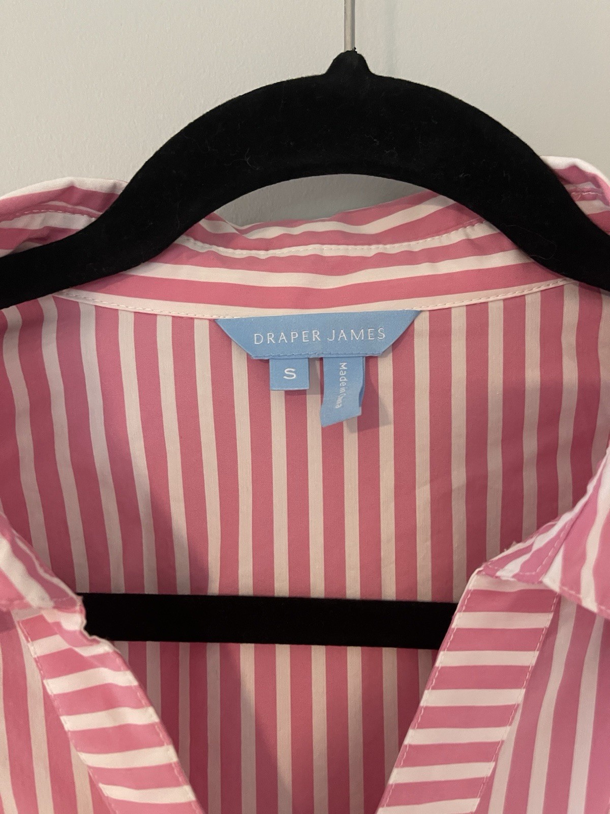 Draper James Pink White Striped Shirt Dress Collared 3/4 Sleeve Button S