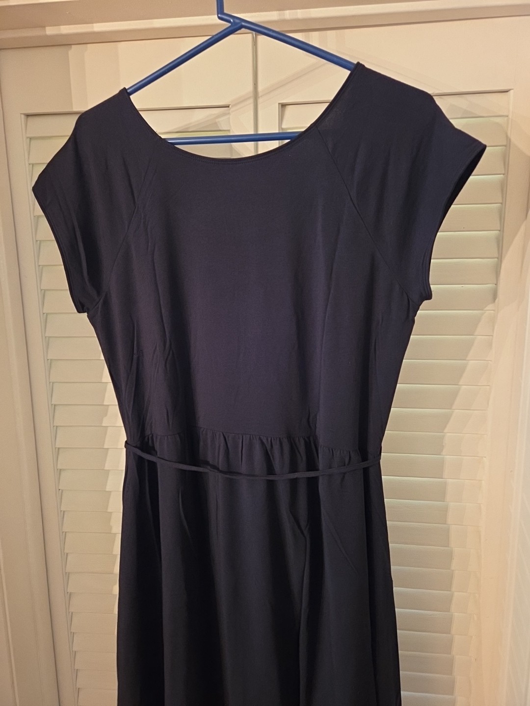 Garnet Hill Green Cap Sleeve Dress Size 18 Round Neck Cotton Blend Knee Length