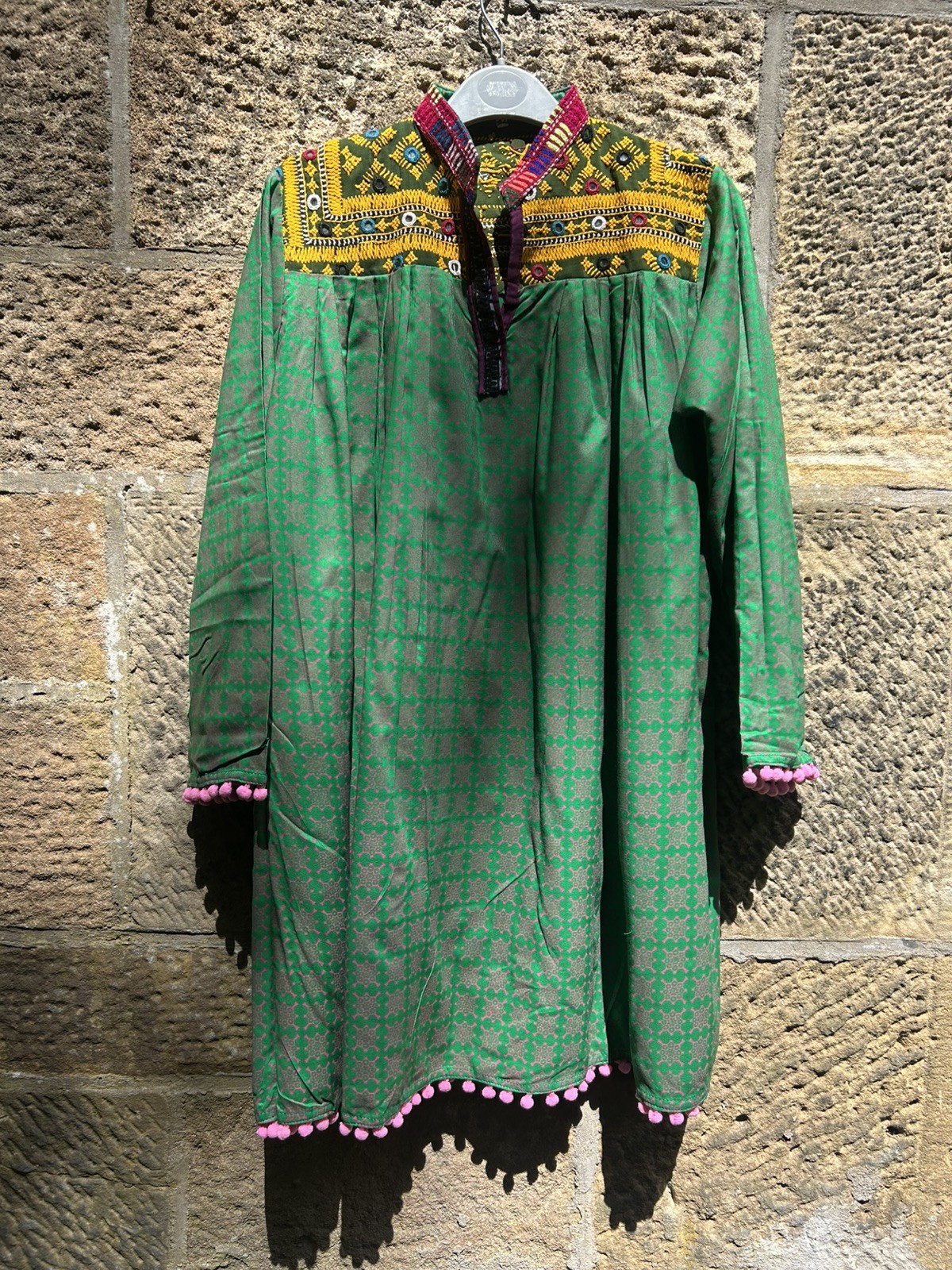 NEW Women’s Embroidered Tunic Kurta Top Green Boho Festival Indian Hippie