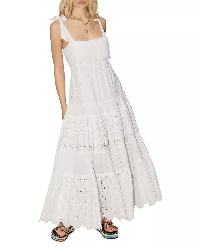 Alemais Womens Evie Cotton Lace Maxi Dress White Size 4 US