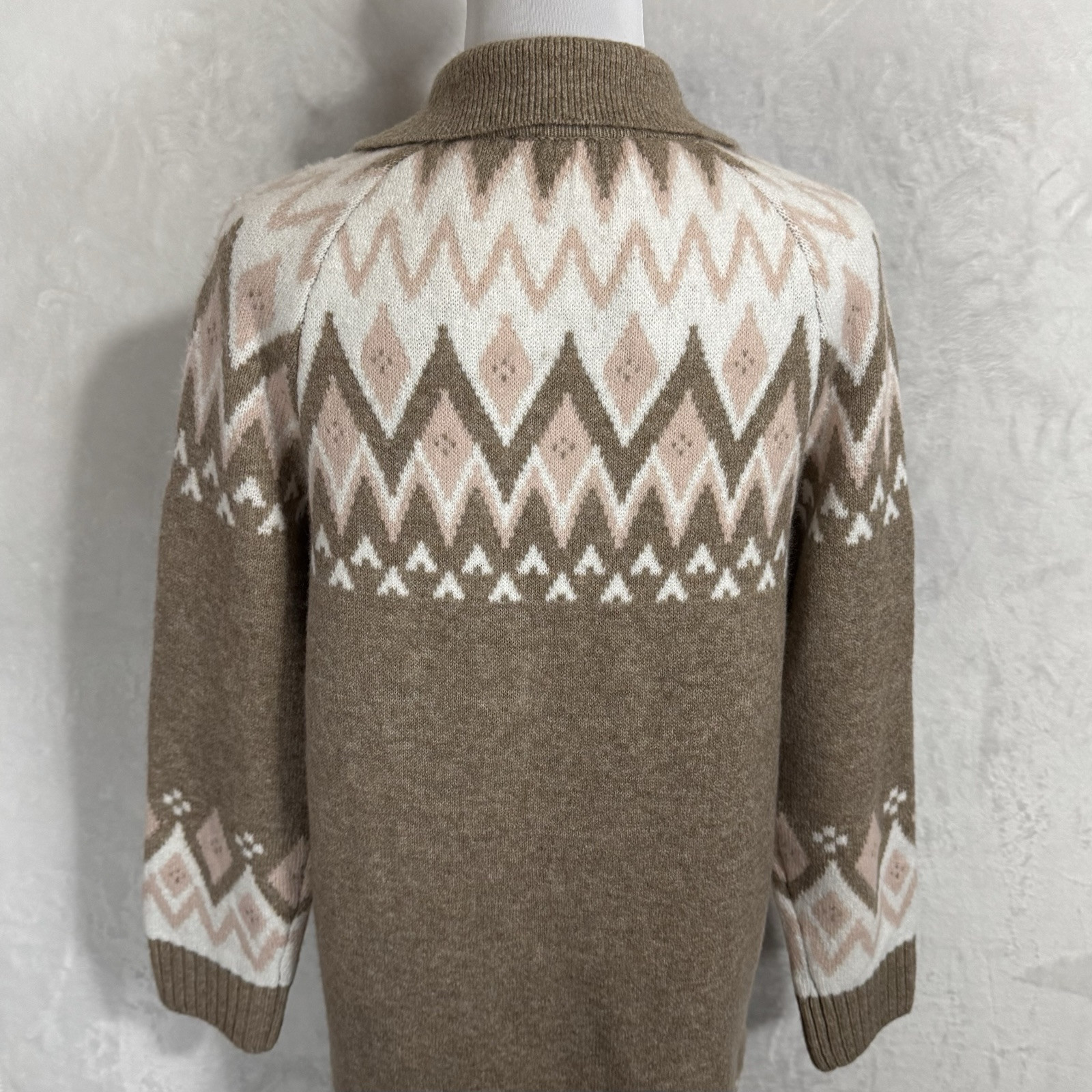 NWT Cynthia Steffe Cozy Fair Isle Sweater Dress Size M Relaxed Preppy Collared