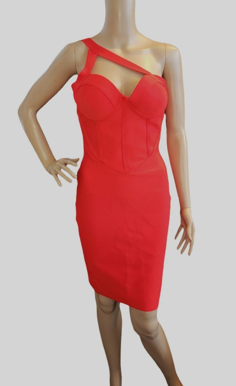 BELLA BARNETT SZ M RED CUT OUT BANDAGE BODYCON DRESS STRETCH NWT USA SELLER