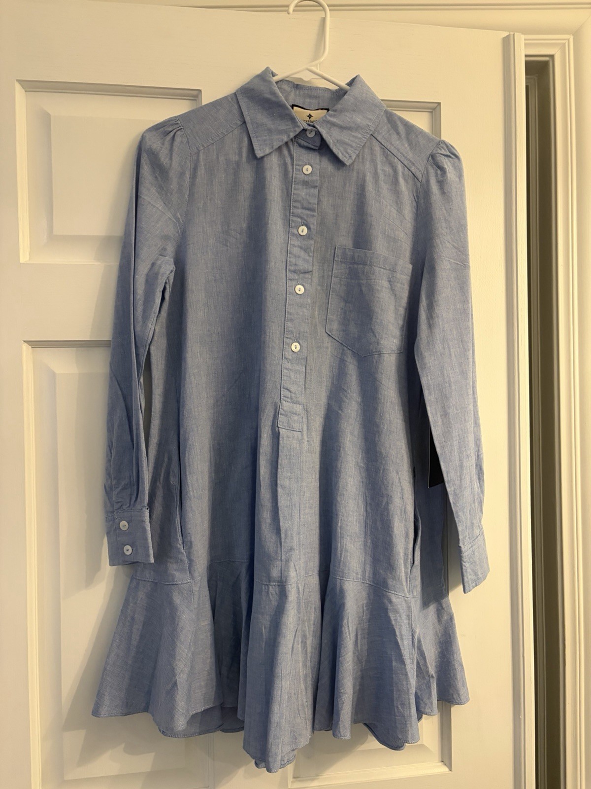Tuckernuck Chambray Callahan Dress Womens XS Long Sleeve Linen Feel