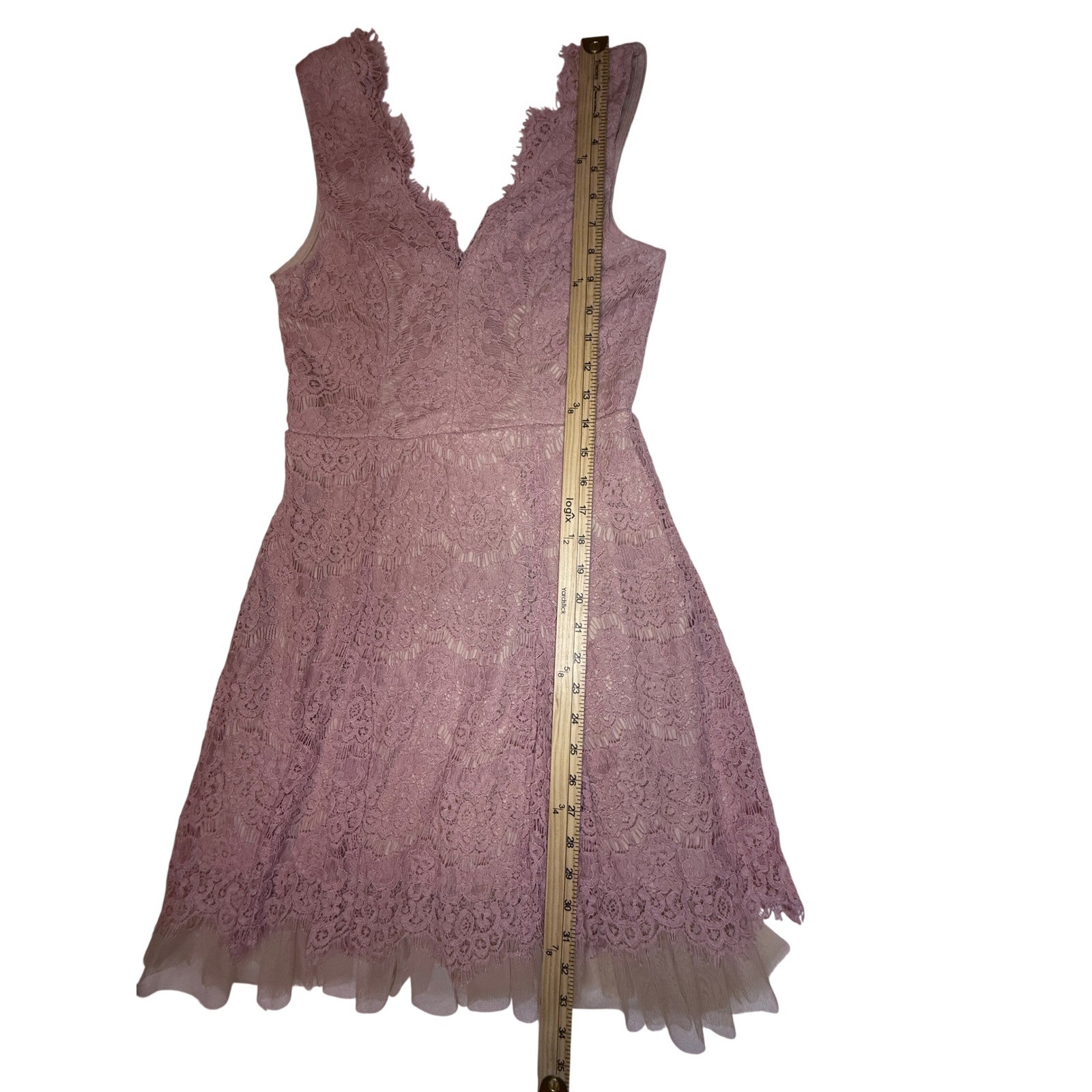Cottagecore Trixxi Mauve Pink Lace Tulle Hem Sleeveless Cocktail Dress Size S
