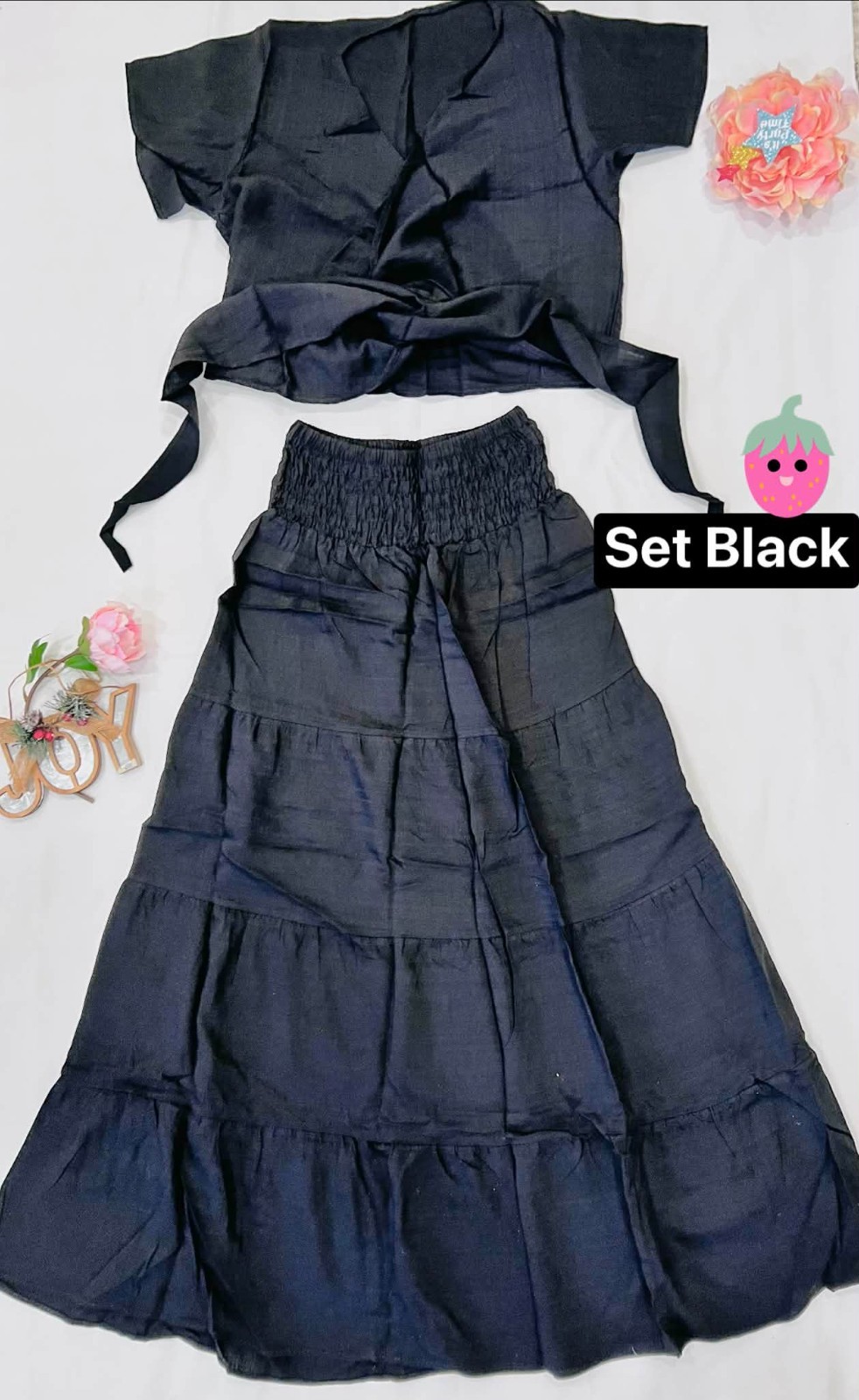 Women’s 2-Piece Wrap Top & Tiered Maxi Skirt Set