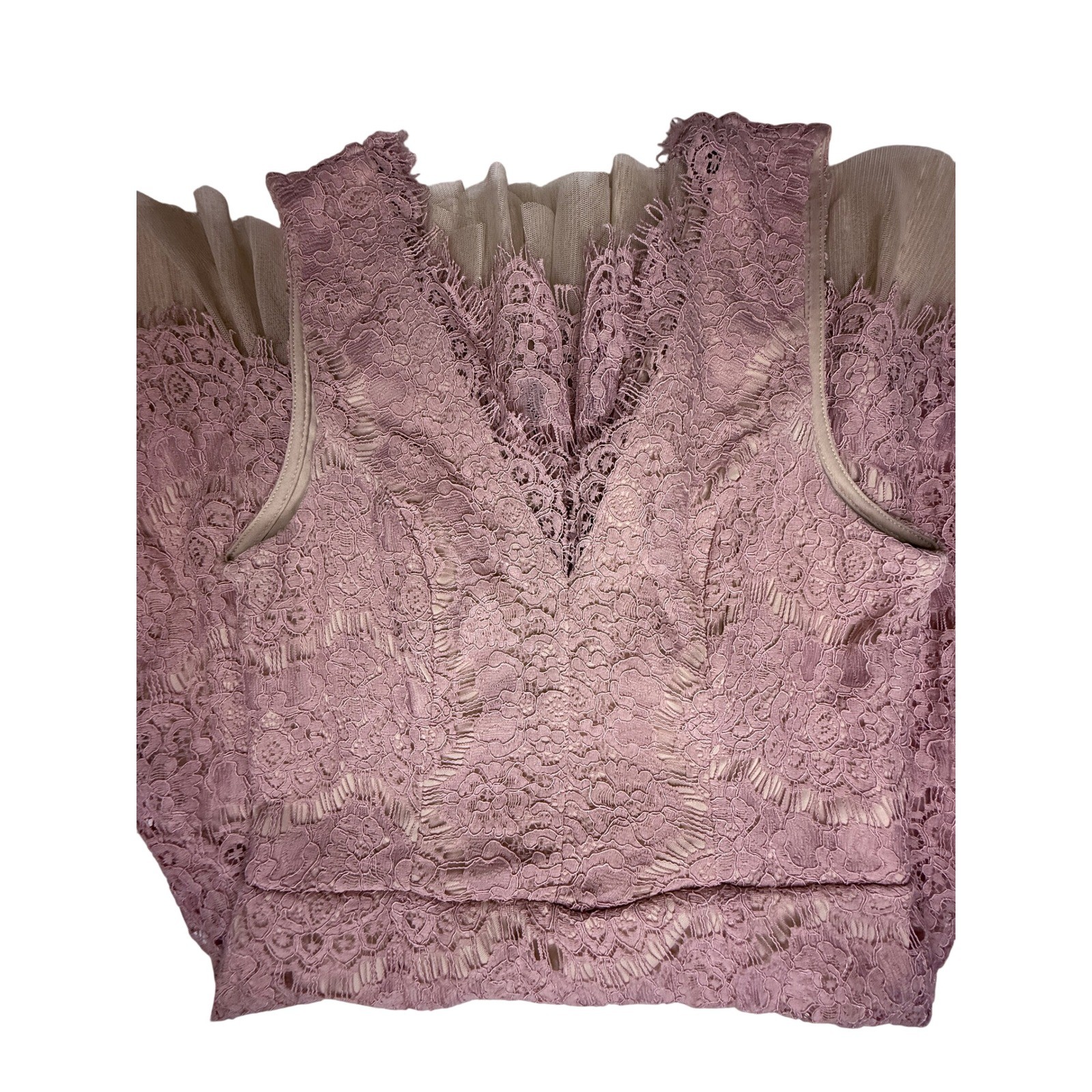 Cottagecore Trixxi Mauve Pink Lace Tulle Hem Sleeveless Cocktail Dress Size S