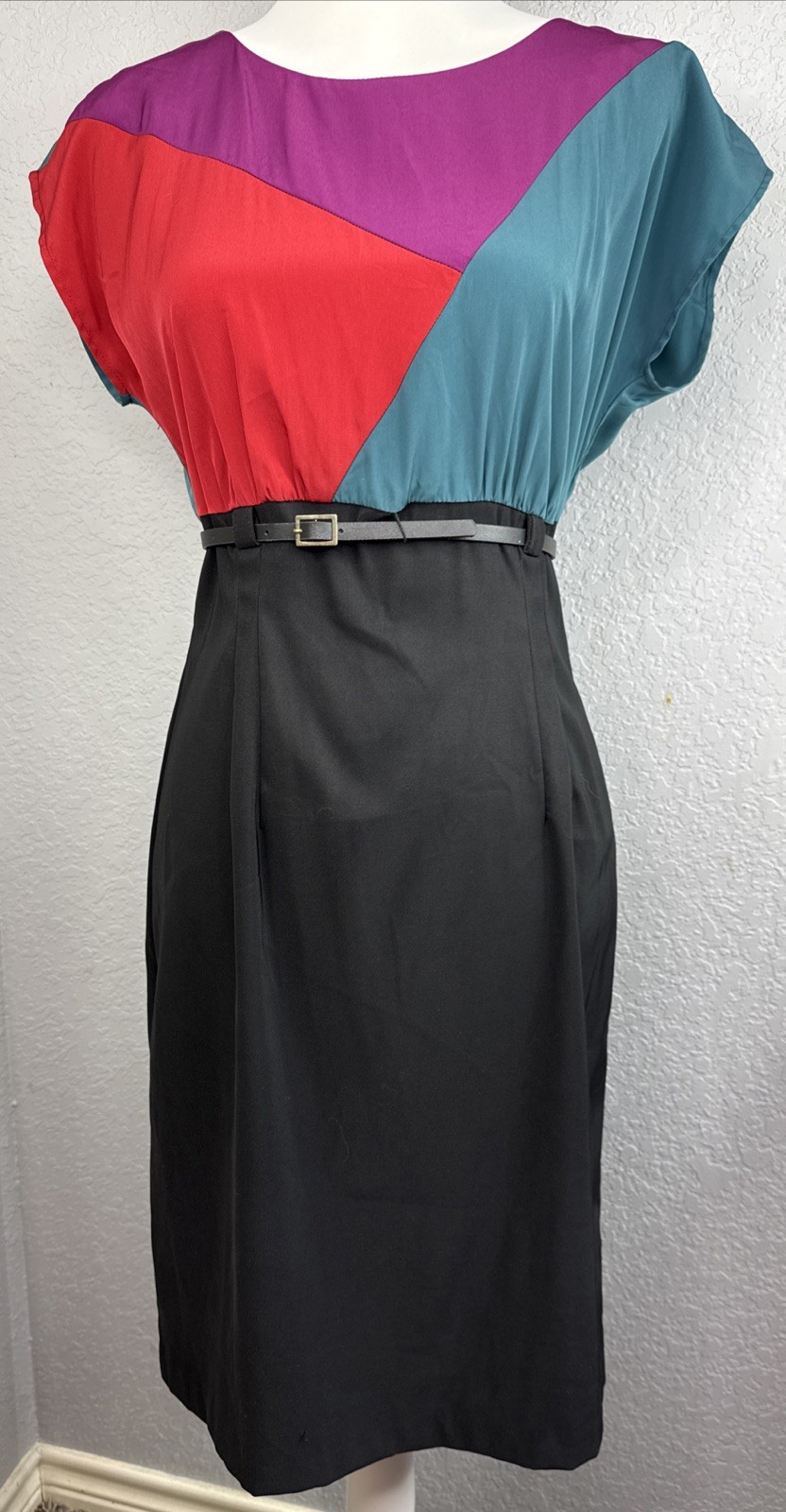 ALYX Dress Color Block Size 8 Multicolored Short Sleeve Belted
