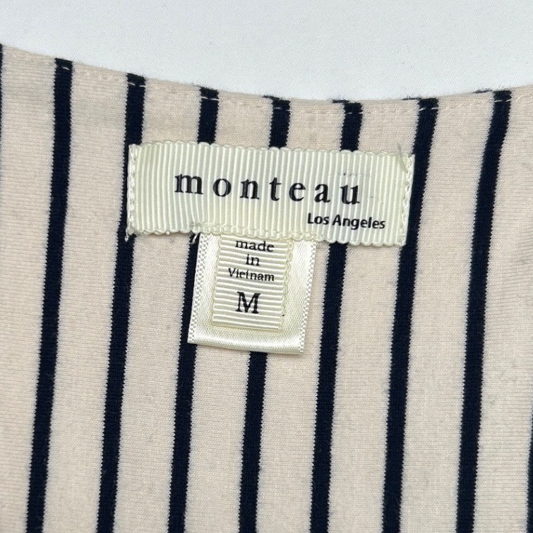 Monteau Womens Striped Sleeveless Mini Dress Cream Navy Size M Nautical Travel