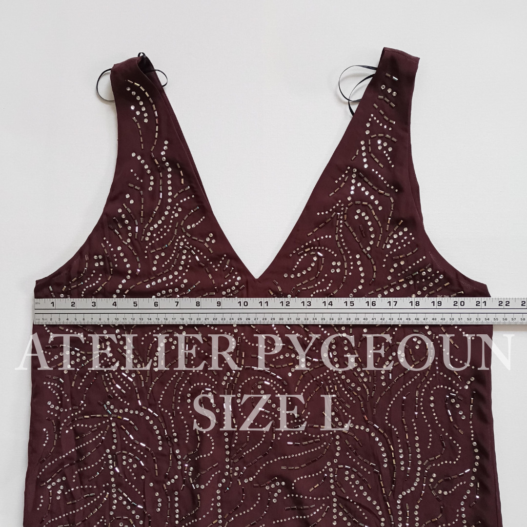 NWT H&M Rhinestone-embellished Dress Burgundy Red 1253886001 XS, S, M, L, XL