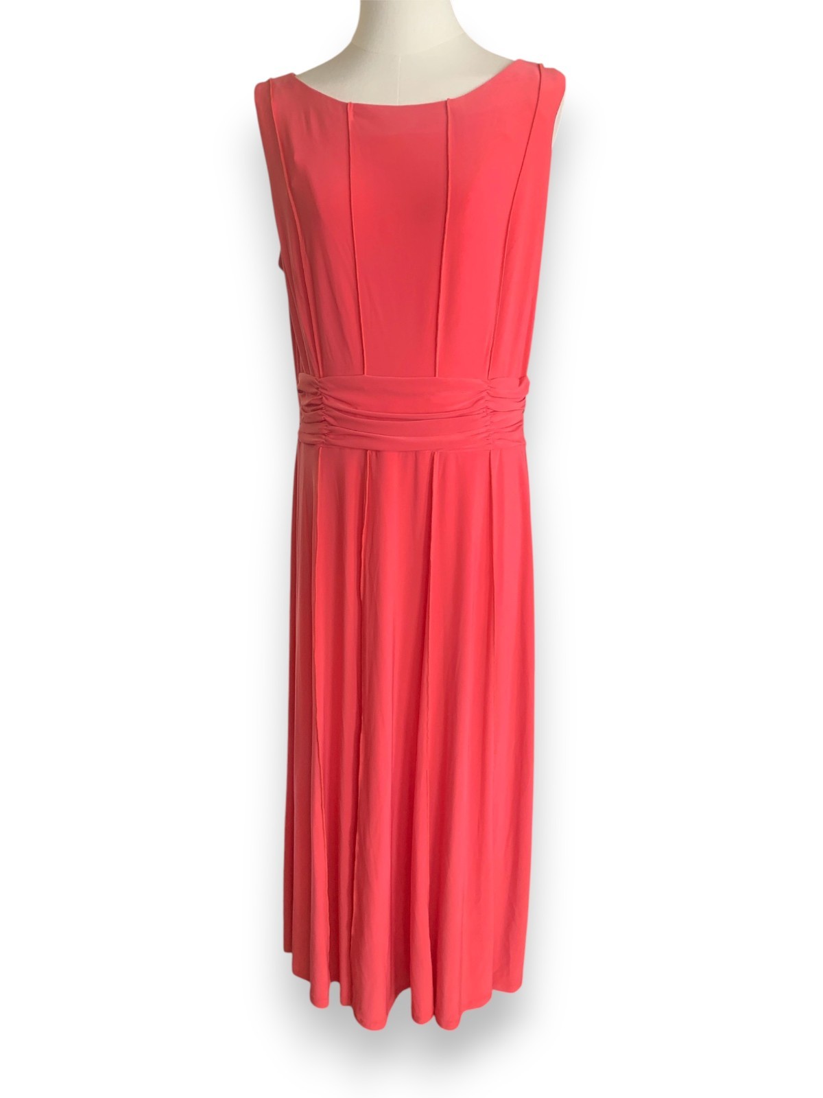 Perceptions Sleeveless Fit and Flare Midi Dress, Coral, Size Large, NWT
