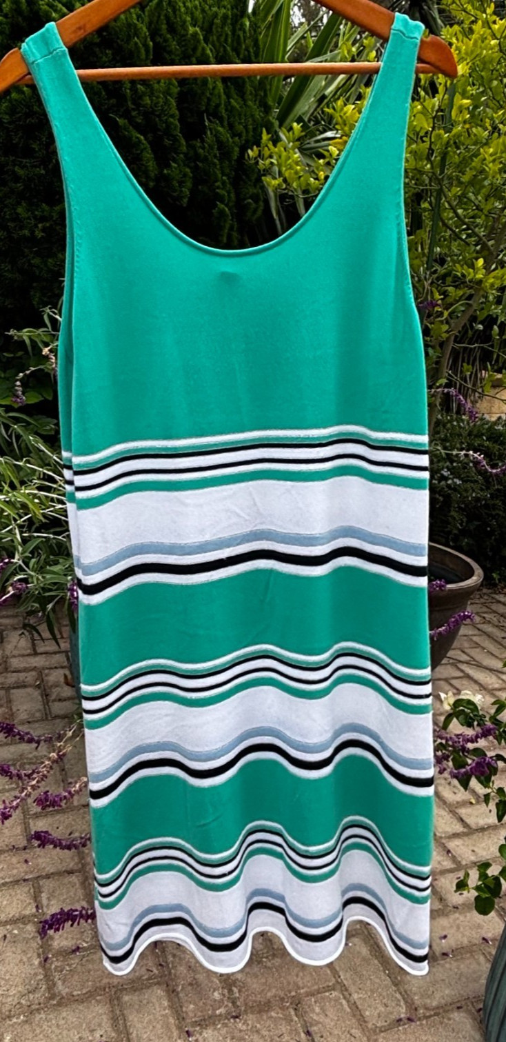 Tommy Bahama Dress XL Green and White Cotton Rayon Nylon Spandex