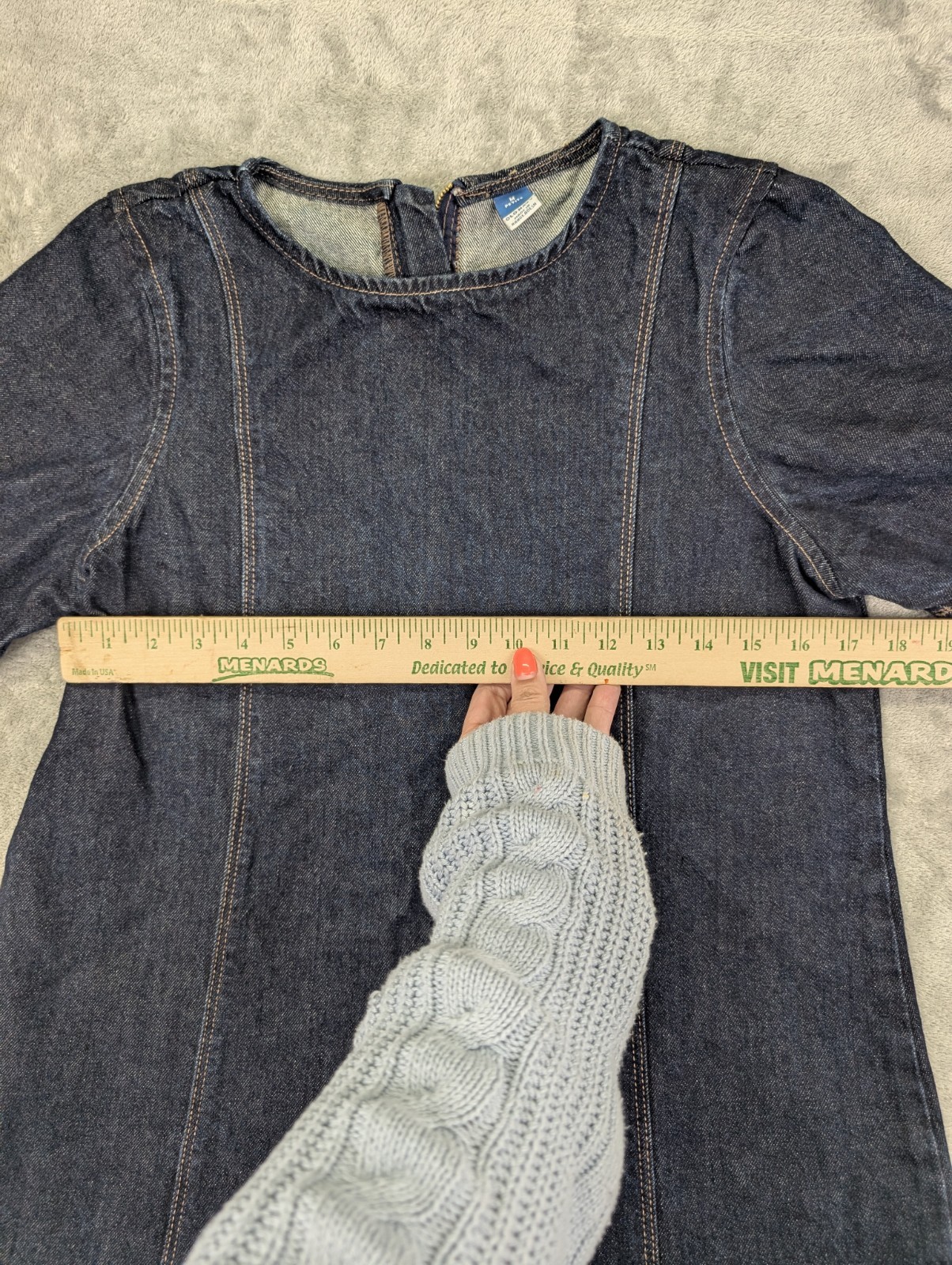 Old Navy Denim Shift Dress Women Petite Medium Dark Wash Mini Western Cottage