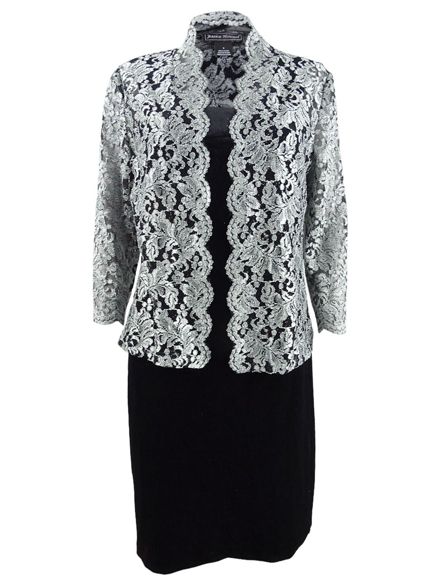 Jessica Howard Women’s Velvet Dress & Glitter Lace Jacket